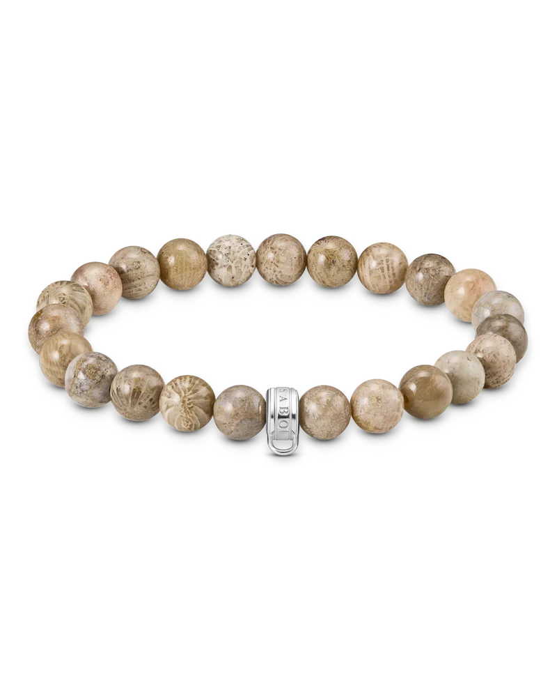 Thomas Sabo Herren Armband mit Daisy Jaspis Beads Silber, Sterlingsilber, Charm Club Collection Natur