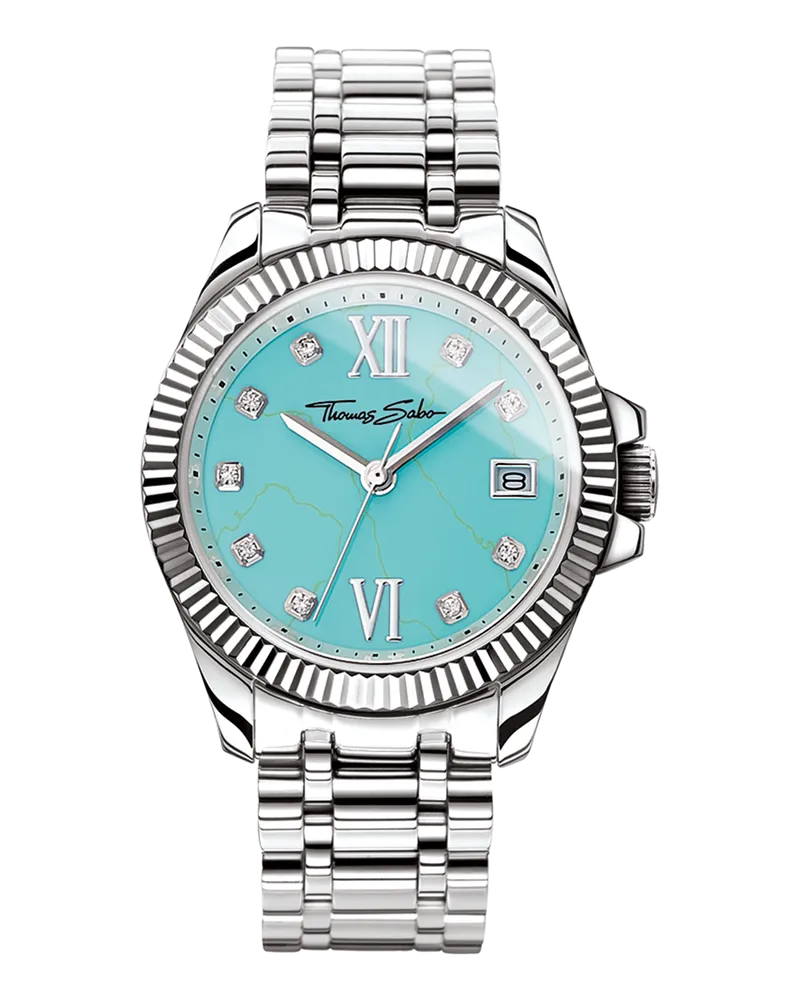 Thomas Sabo Damen Damenuhr Divine türkis silberfarben, Edelstahl Silberfarben