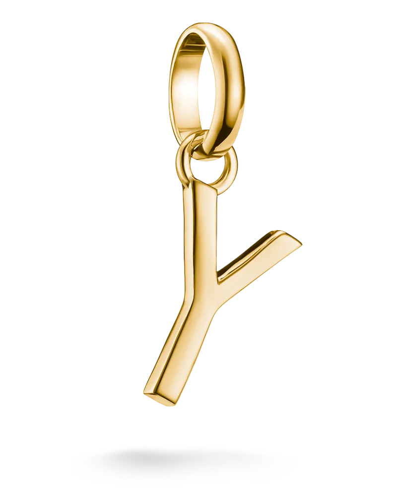 Thomas Sabo Damen Charm-Anhänger Buchstabe Y Connect vergoldet, Sterlingsilber Gelbgold vergoldet Gelbgoldfarben