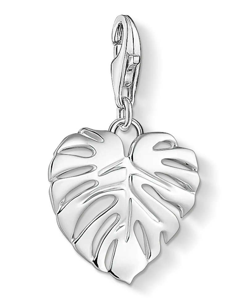 Thomas Sabo Damen Charm-Anhänger Monstera-Blatt, Sterlingsilber, Charm Club Collection Silberfarben