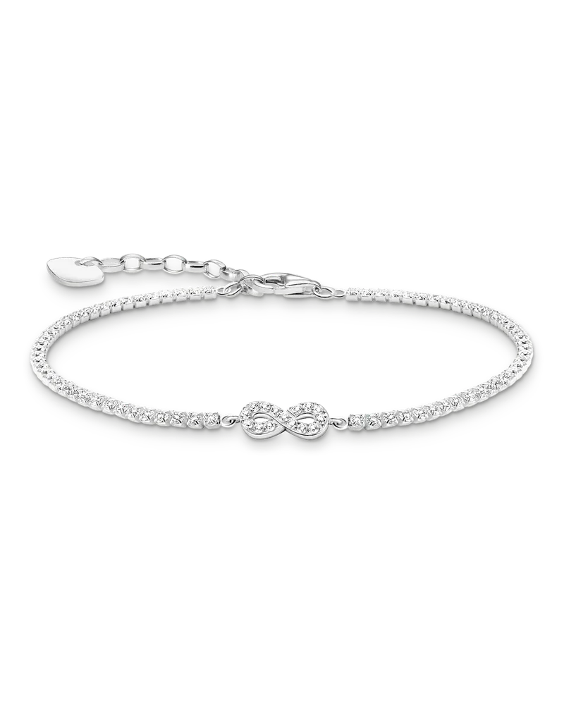 Thomas Sabo Damen Tennisarmband Infinity mit weißen Steinen Silber, Sterlingsilber Silberfarben