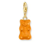 Charm-Goldbären-Anhänger in Orange vergoldet