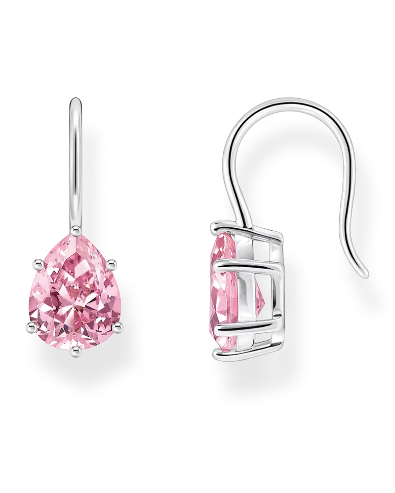Thomas Sabo Damen Ohrhänger mit pinkfarbenem Zirkonia-Tropfen Silber, Sterlingsilber Pink