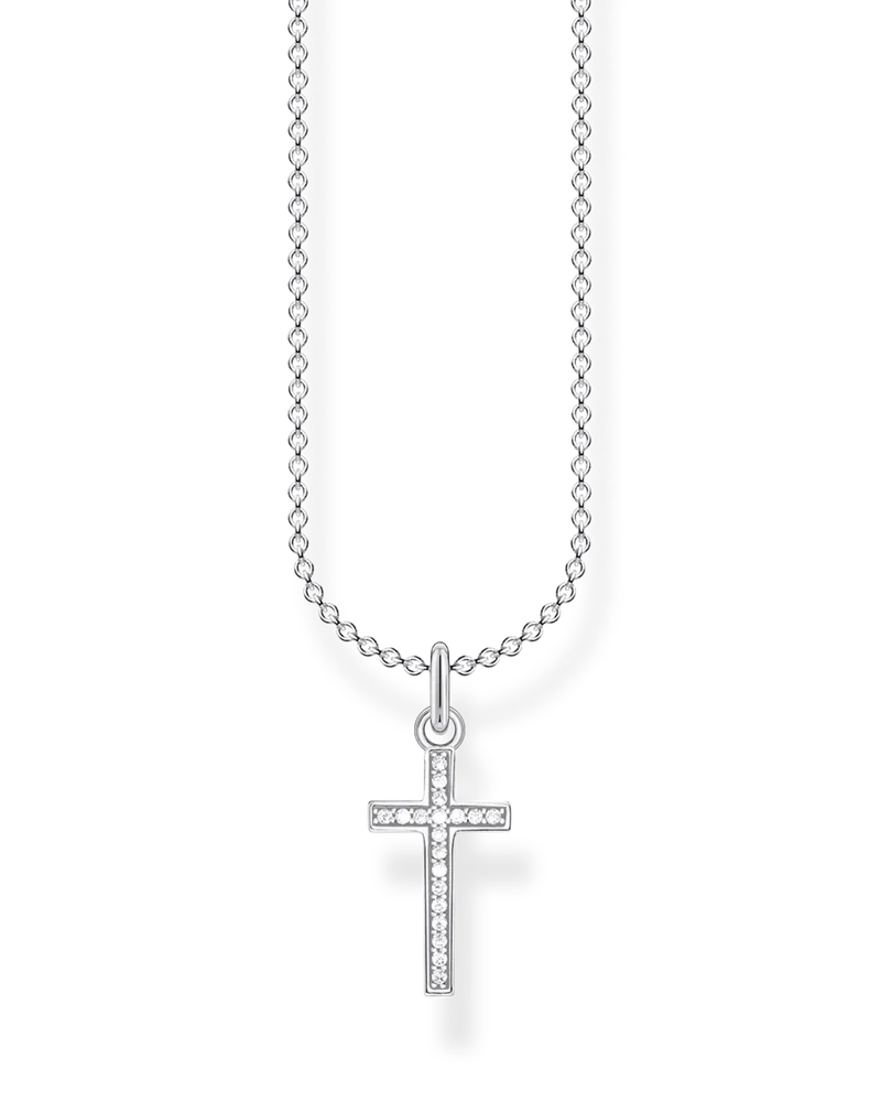 Thomas Sabo Damen Kette Kreuz Pavé, Sterlingsilber, Charming Collection Silberfarben
