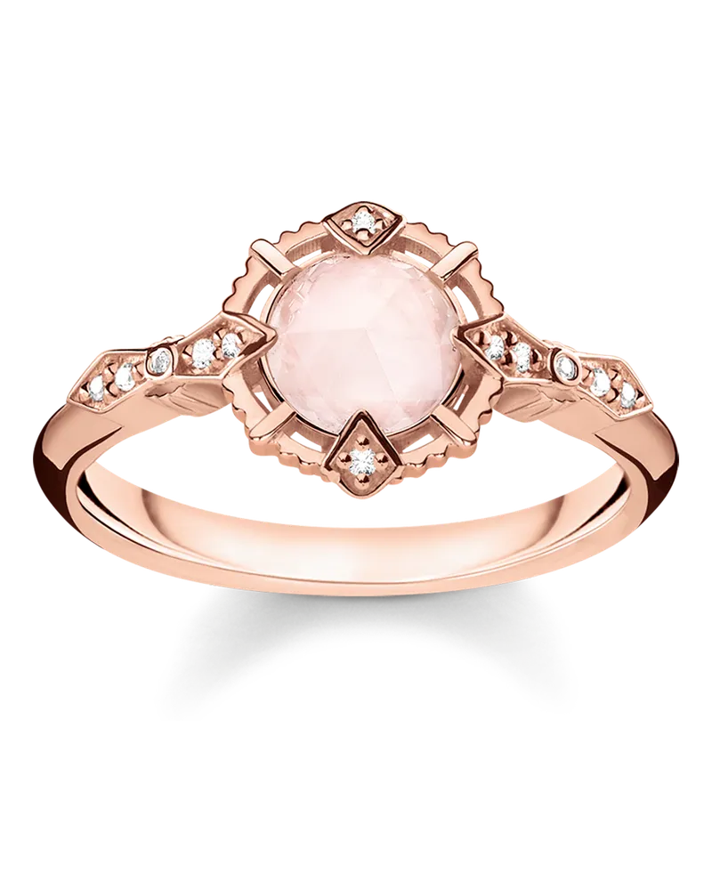 Thomas Sabo Damen Ring Vintage rosa, Sterlingsilber Roségold vergoldet Pink