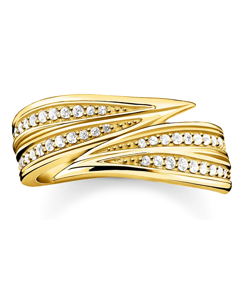 Thomas Sabo Damen Ring Blätter gold, Sterlingsilber Gelbgold vergoldet Gelbgoldfarben
