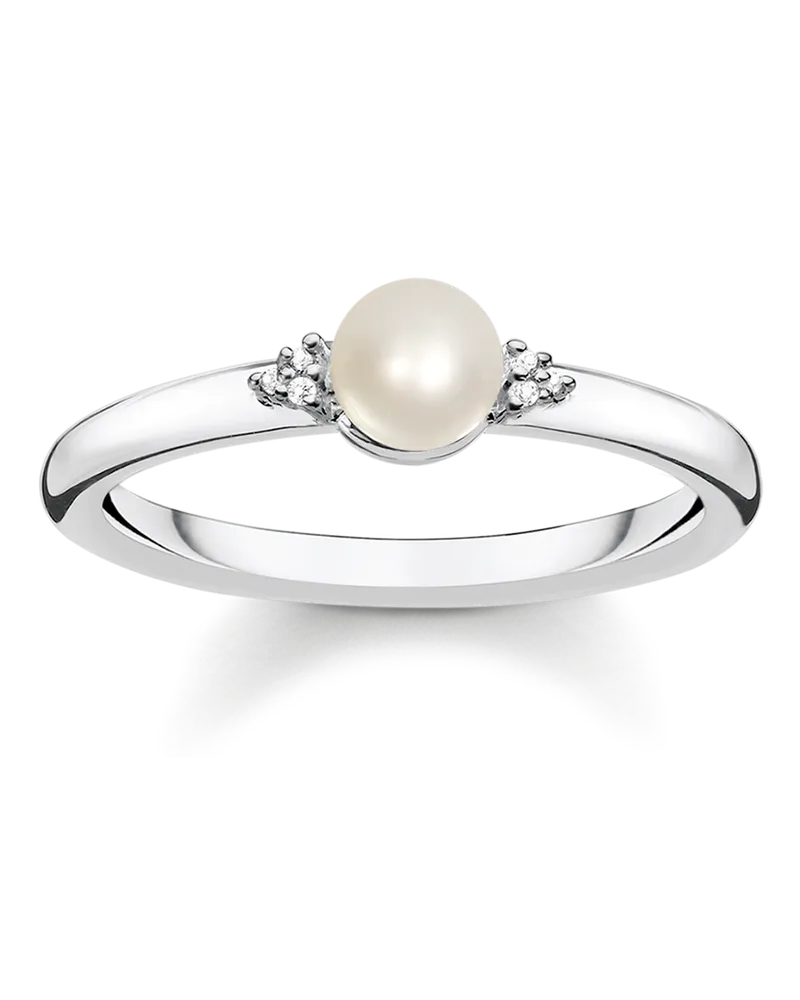 Thomas Sabo Damen Perlenring, Sterlingsilber Silberfarben