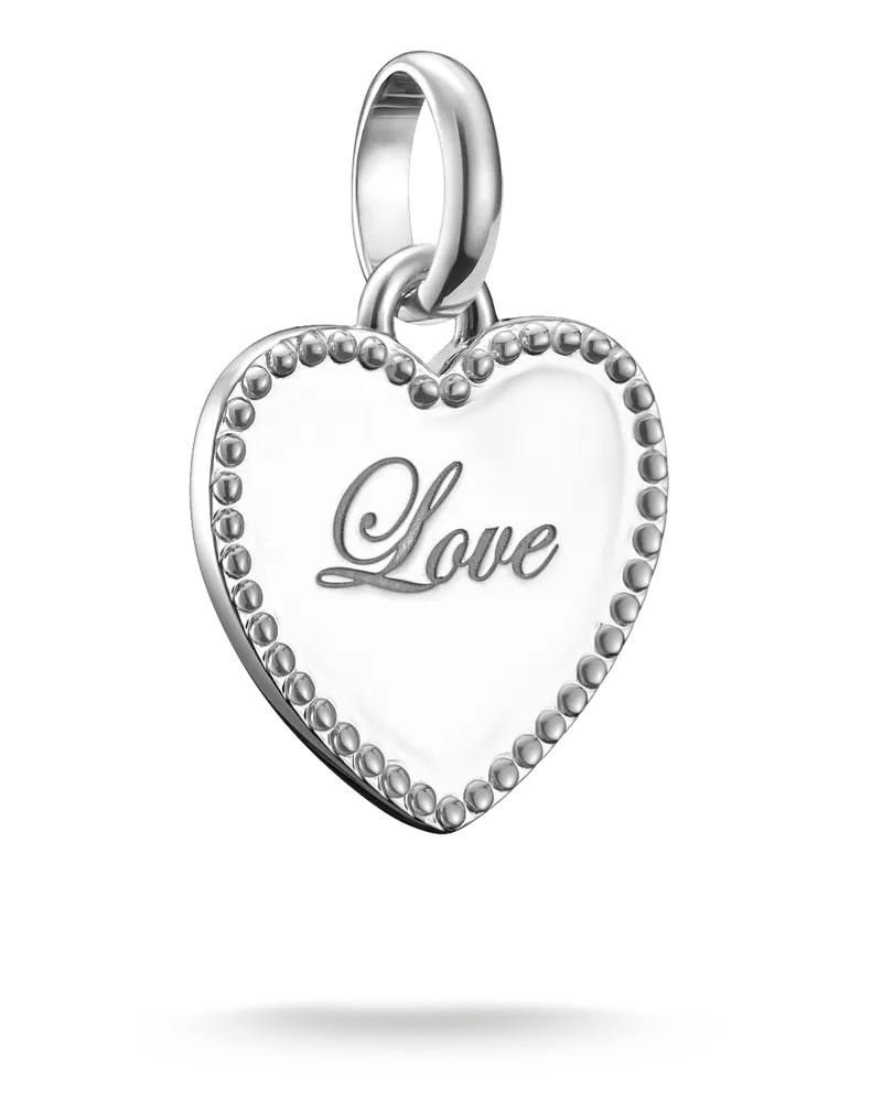 Thomas Sabo Damen Charm-Anhänger Love-Herz Connect Silber mit Gravur, Sterlingsilber Silberfarben