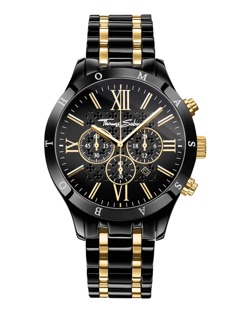 Thomas Sabo Herren Herrenuhr Rebel Urban bicolor, Edelstahl Gelbgoldfarben