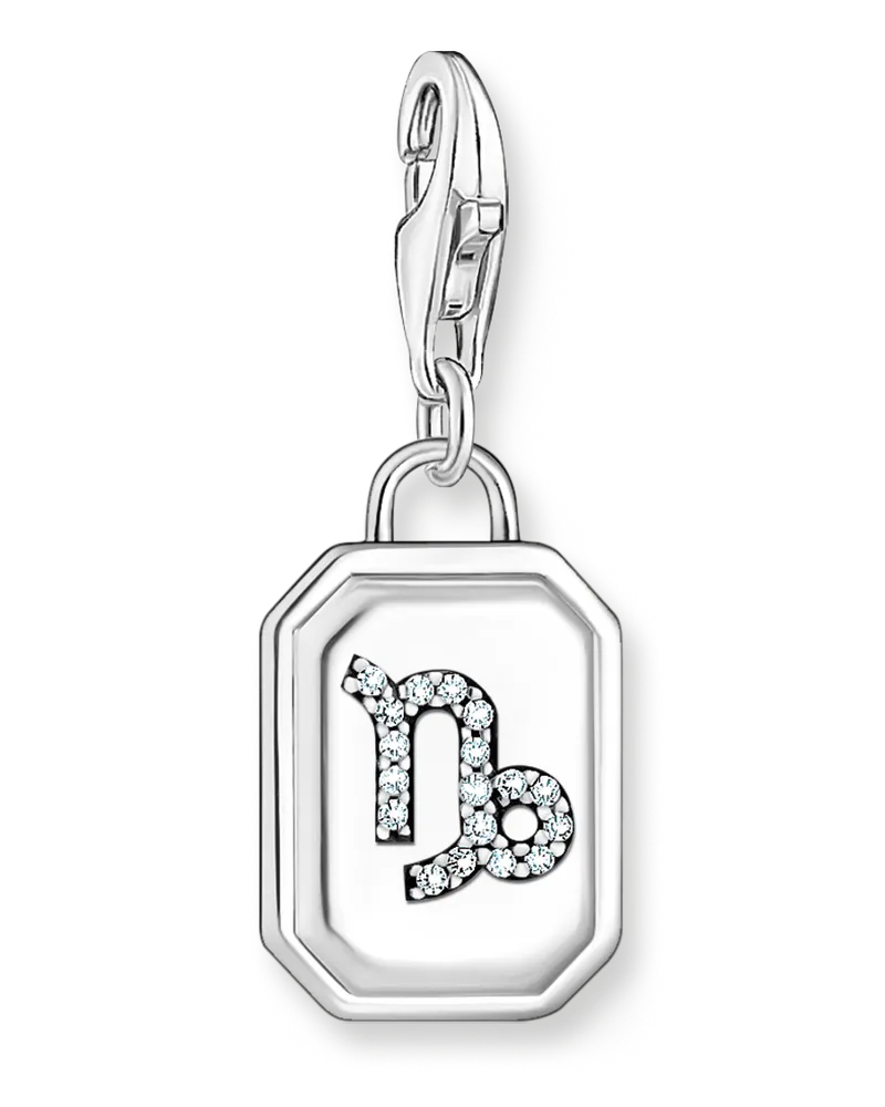 Thomas Sabo Damen Charm-Anhänger Sternzeichen Steinbock mit Steinen Silber, Sterlingsilber, Charm Club Collection Silberfarben