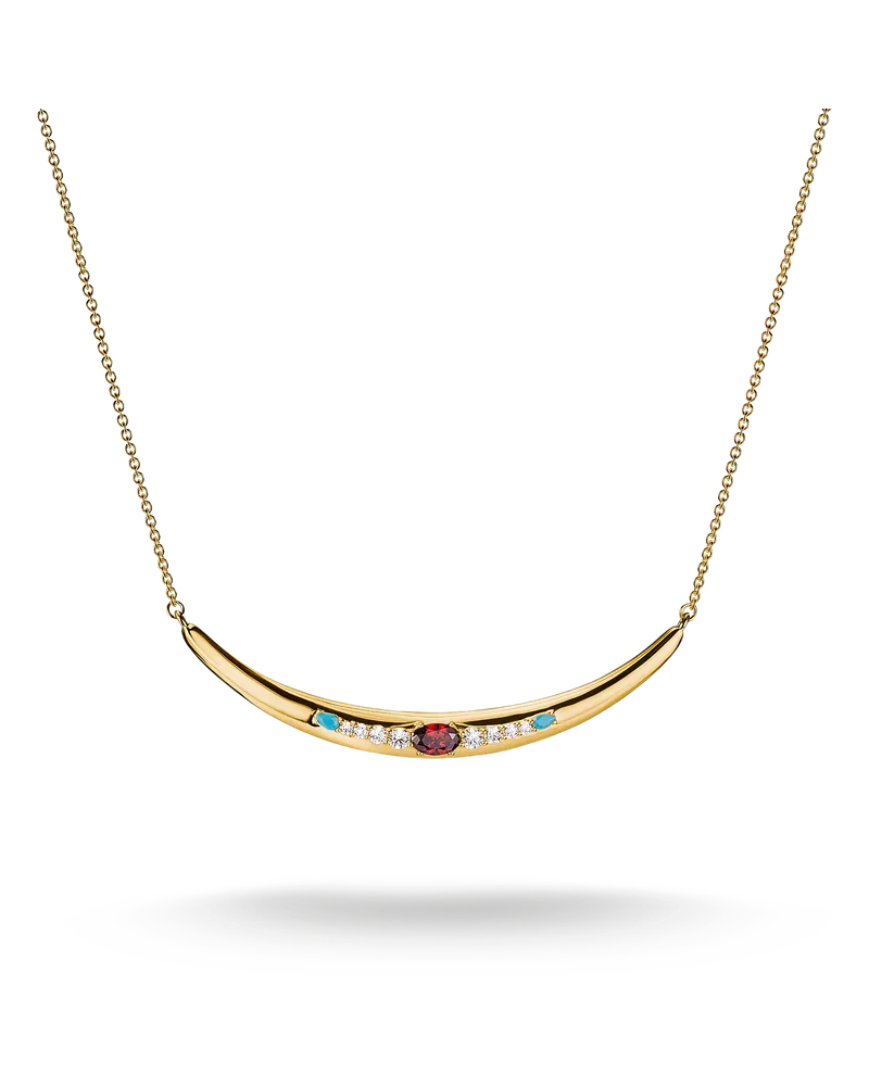 Thomas Sabo Damen Kette Roter Zirkoniastein Halbform Elyndra 18k Vergoldung, Sterlingsilber Gelbgold vergoldet Gelbgoldfarben