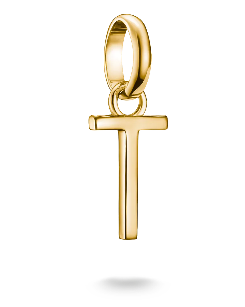 Thomas Sabo Damen Charm-Anhänger Buchstabe T Connect vergoldet, Sterlingsilber Gelbgold vergoldet Gelbgoldfarben
