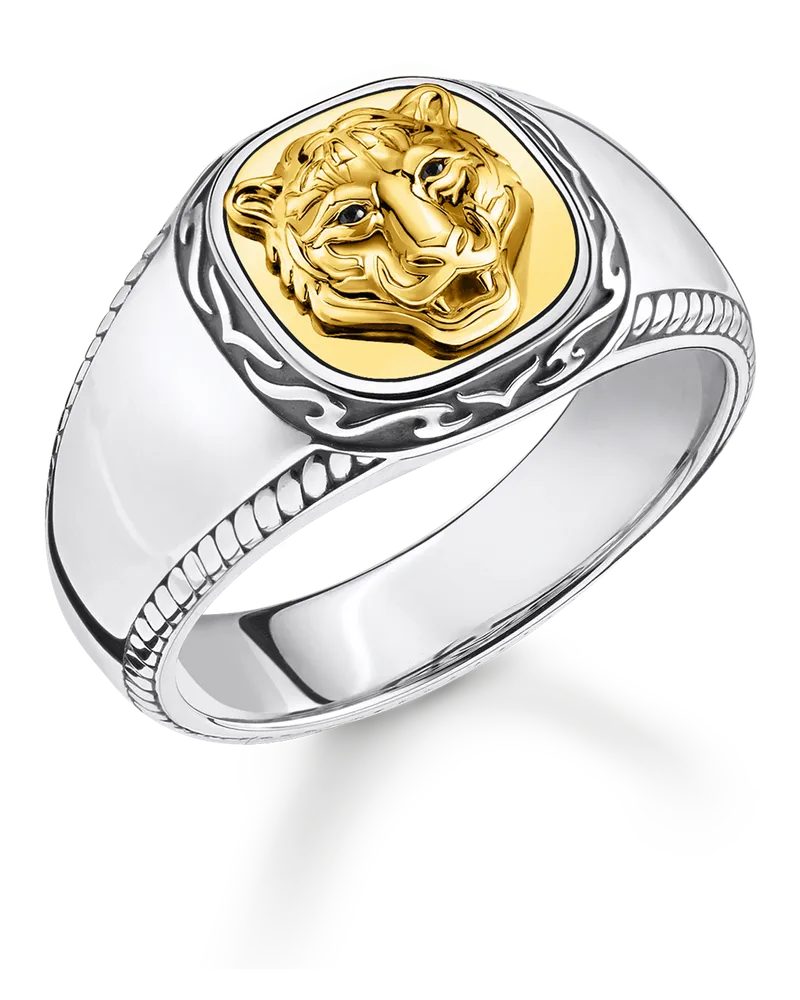 Thomas Sabo Herren Ring Tiger gold, Sterlingsilber Gelbgold vergoldet Gelbgoldfarben