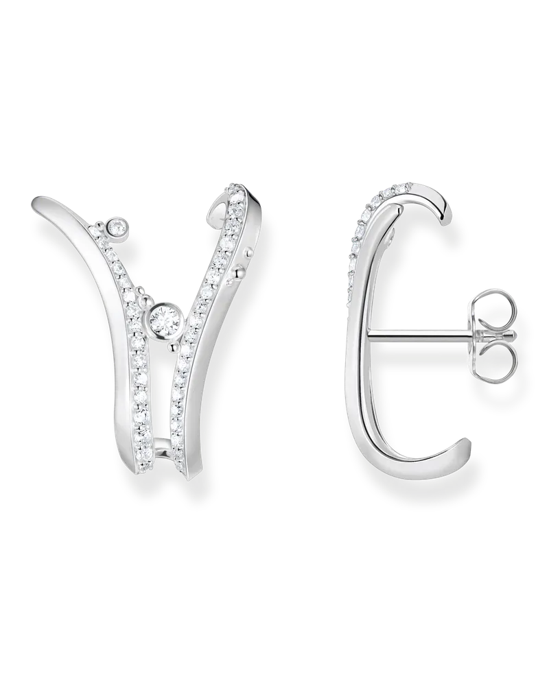 Thomas Sabo Damen Ohrstecker Welle mit Steinen, Sterlingsilber Silberfarben