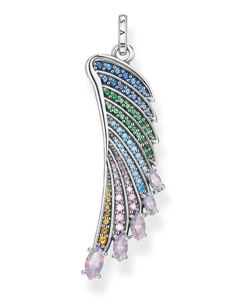 Thomas Sabo Damen Anhänger bunter Kolibri Flügel silber, 925 Sterlingsilber geschwärzt/ Glas-Keramik Stein/ Zirkonia Blau
