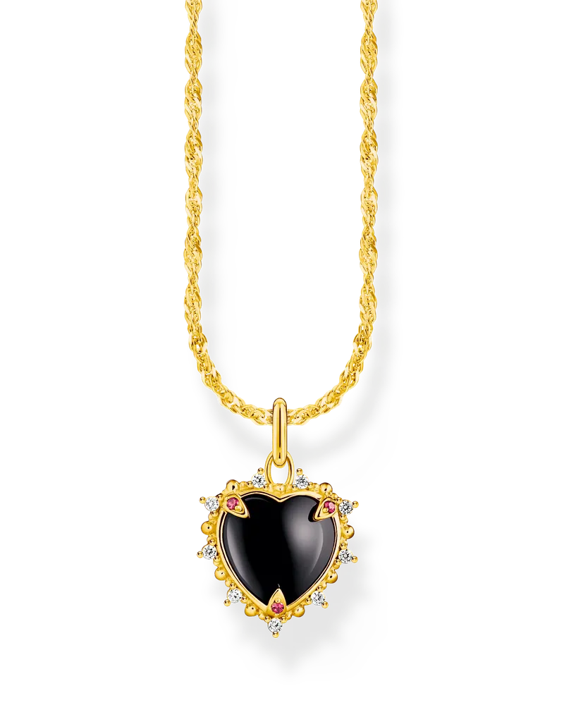 Thomas Sabo Damen Kette mit Herz-Anhänger Heart Romance vergoldet, Sterlingsilber Gelbgold vergoldet Gelbgoldfarben