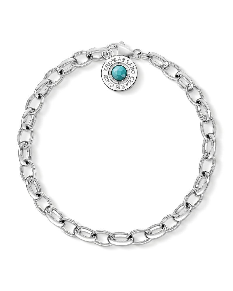 Thomas Sabo Damen Charm-Armband türkis, Sterlingsilber, Charm Club Collection Silberfarben