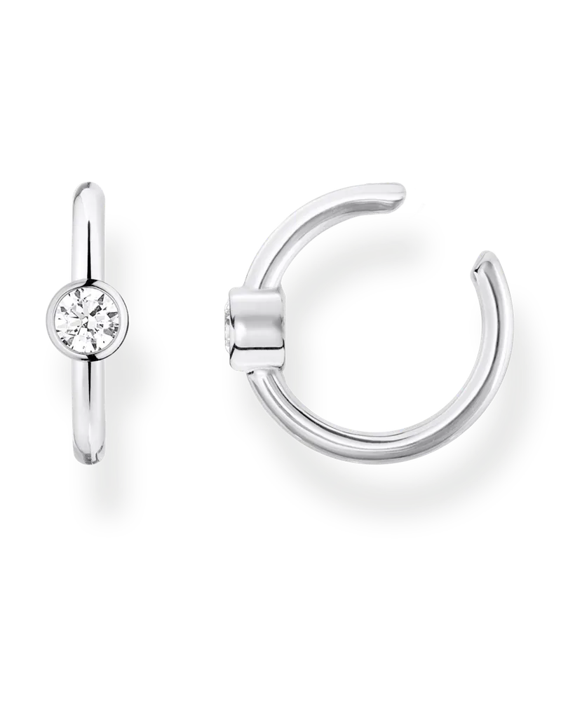 Thomas Sabo Damen Einzel Ohrklemme weißer Stein silber, Sterlingsilber, Charming Collection Silberfarben