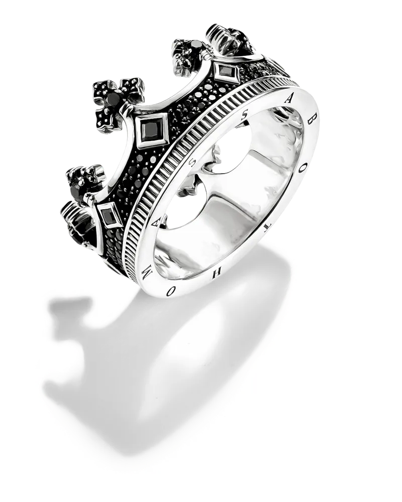 Thomas Sabo Herren Ring Krone, Sterlingsilber Schwarz