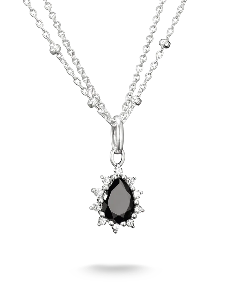 Thomas Sabo Damen Halskette True Romance Schwarzer Stein Silber, Sterlingsilber Schwarz