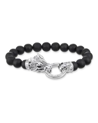 Thomas Sabo Armband aus schwarzen Beads mit Drachen-Schließe Schwarz