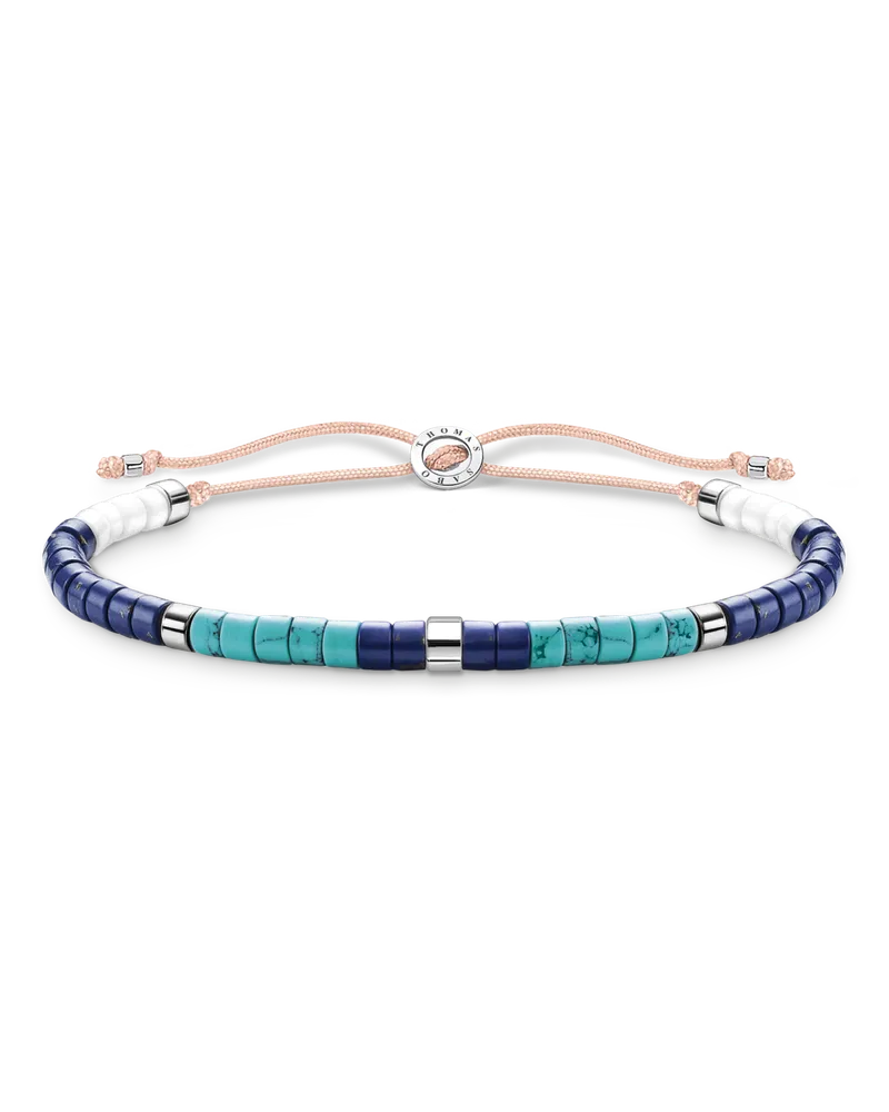 Thomas Sabo Damen Armband mit blauen Steinen, Sterlingsilber, Charming Collection Beige