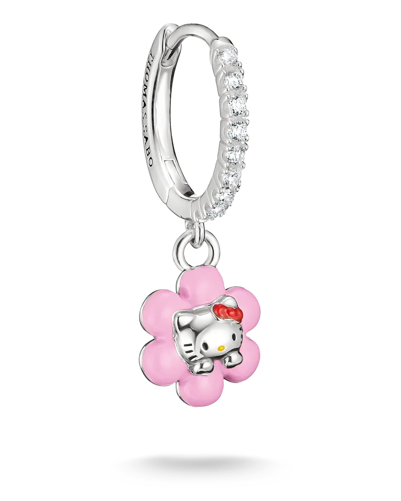 Thomas Sabo Damen Hello Kitty Single-Creole Blume mit weißem Zirkonia, M06 Gelb