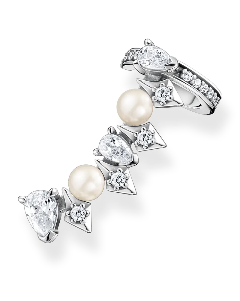 Thomas Sabo Damen Einzel Ohrstecker Perlen und Eiskristalle silber, Sterlingsilber Silberfarben