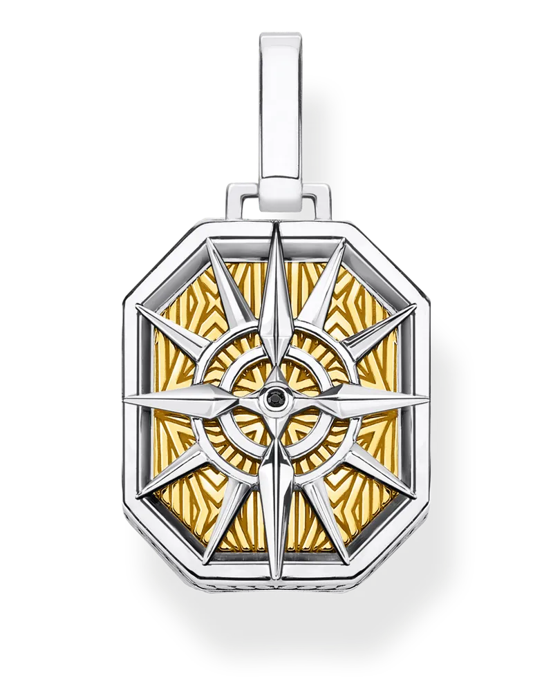 Thomas Sabo Herren Anhänger Kompass gold, Sterlingsilber Gelbgold vergoldet Gelbgoldfarben