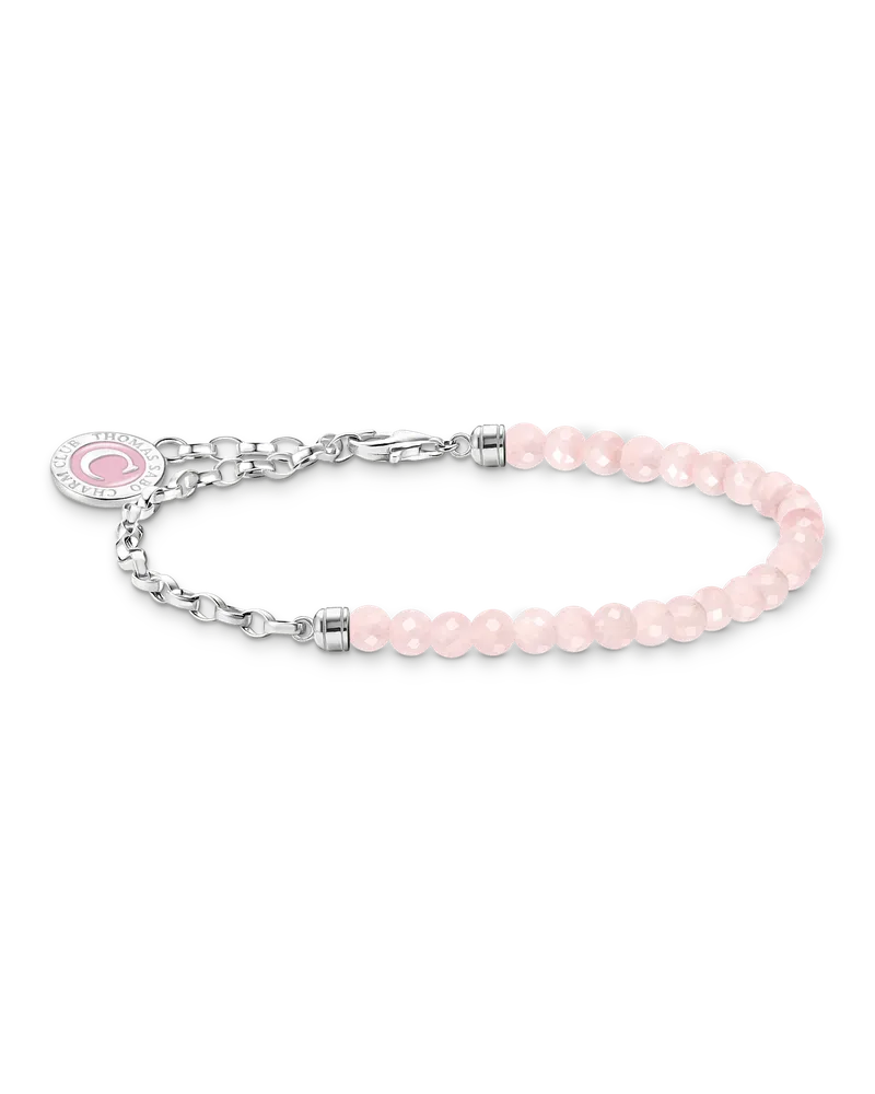 Thomas Sabo Damen Charm-Armband mit Rosenquarz-Beads und Coin Silber, 067, Charm Club Collection Pink