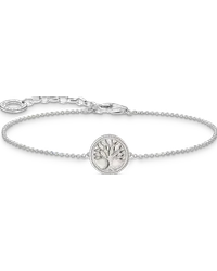 Thomas Sabo Armband mit Tree-of-Love-Anhänger und weißer Emaille Silber Silberfarben