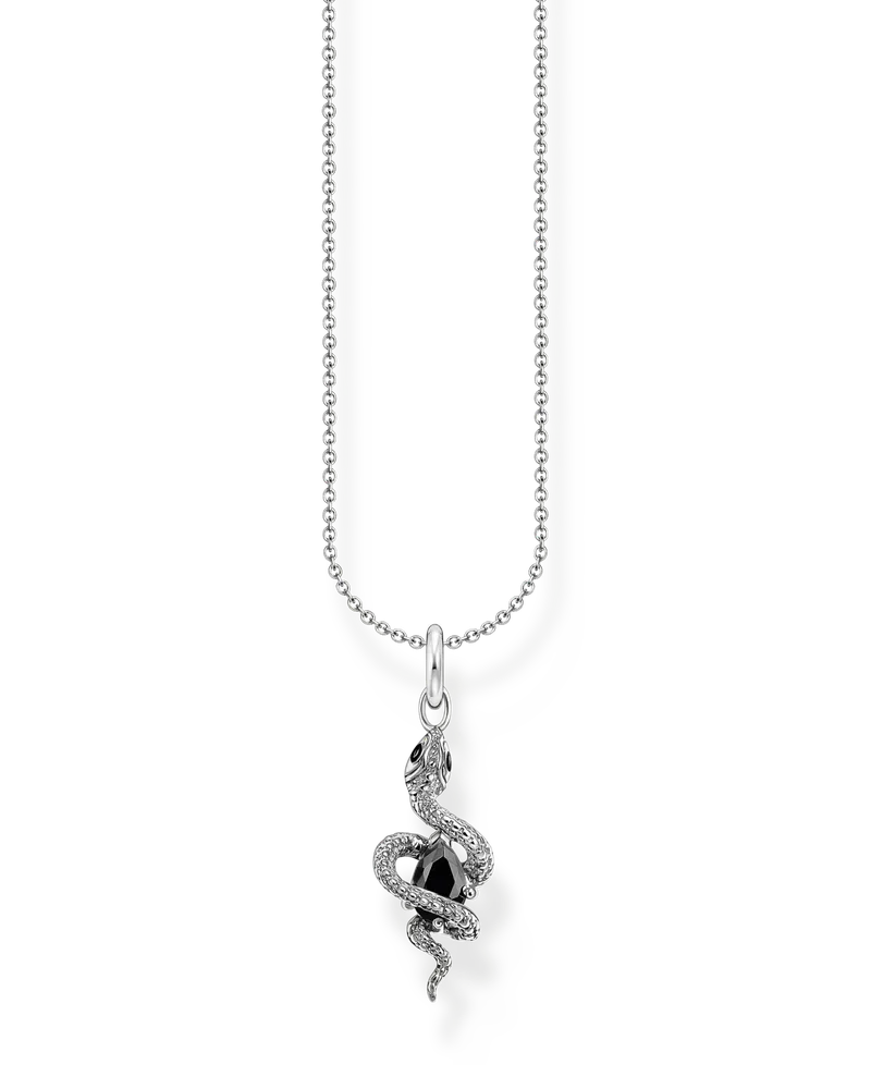 Thomas Sabo Damen Kette mit Schlangen-Anhänger Tempting Romance Silber, Sterlingsilber Schwarz