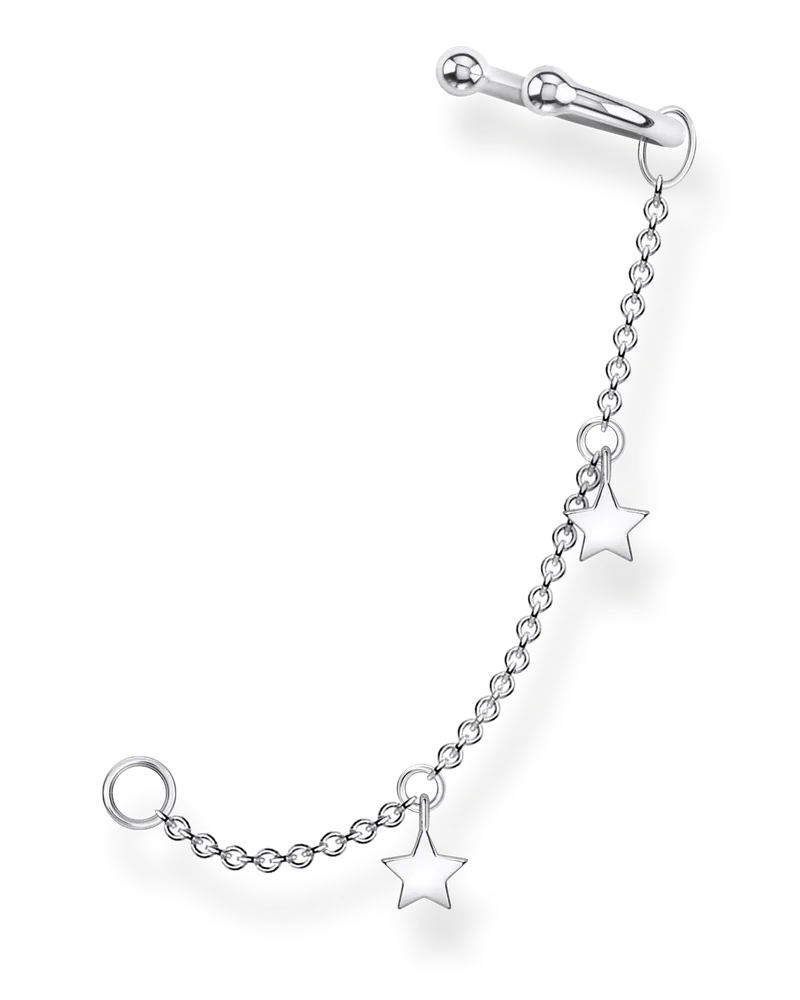 Thomas Sabo Damen Einzel Ohrklemme Sterne, Sterlingsilber, Charming Collection Silberfarben