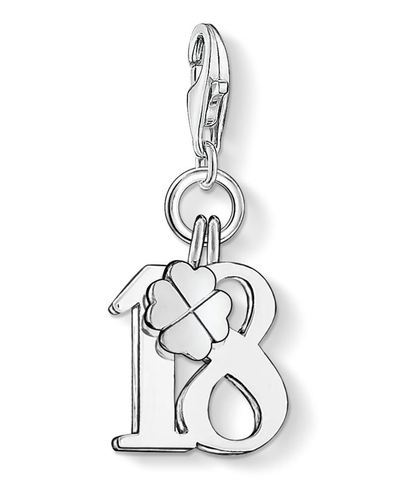 Thomas Sabo Damen Charm-Anhänger Glückszahl 18, Sterlingsilber, Charm Club Collection Silberfarben