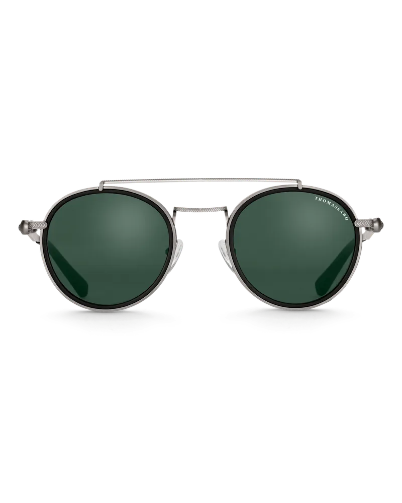 Thomas Sabo Herren Sonnenbrille Johnny Panto Totenkopf, Sterlingsilber geschwärzt Anthrazit