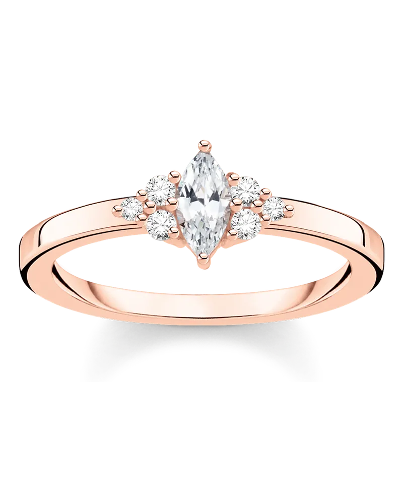 Thomas Sabo Damen Ring Vintage weiße Steine roségold, Sterlingsilber Roségold vergoldet, Charming Collection Roségoldfarben