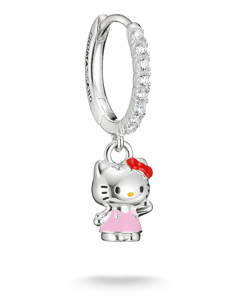 Thomas Sabo Damen Hello Kitty Single-Creole mit weißem Zirkonia, M06 Gelb