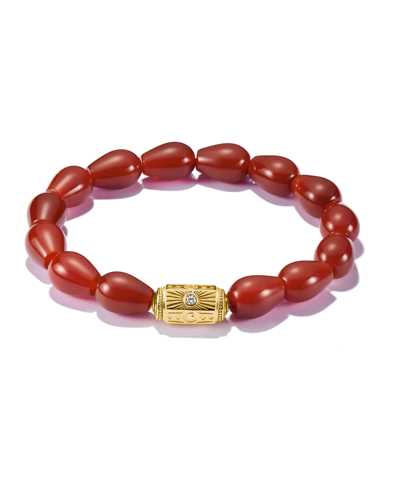 Thomas Sabo Damen Armband Beads Roter Achat 18k Vergoldung, Sterlingsilber Gelbgold vergoldet Gelbgoldfarben