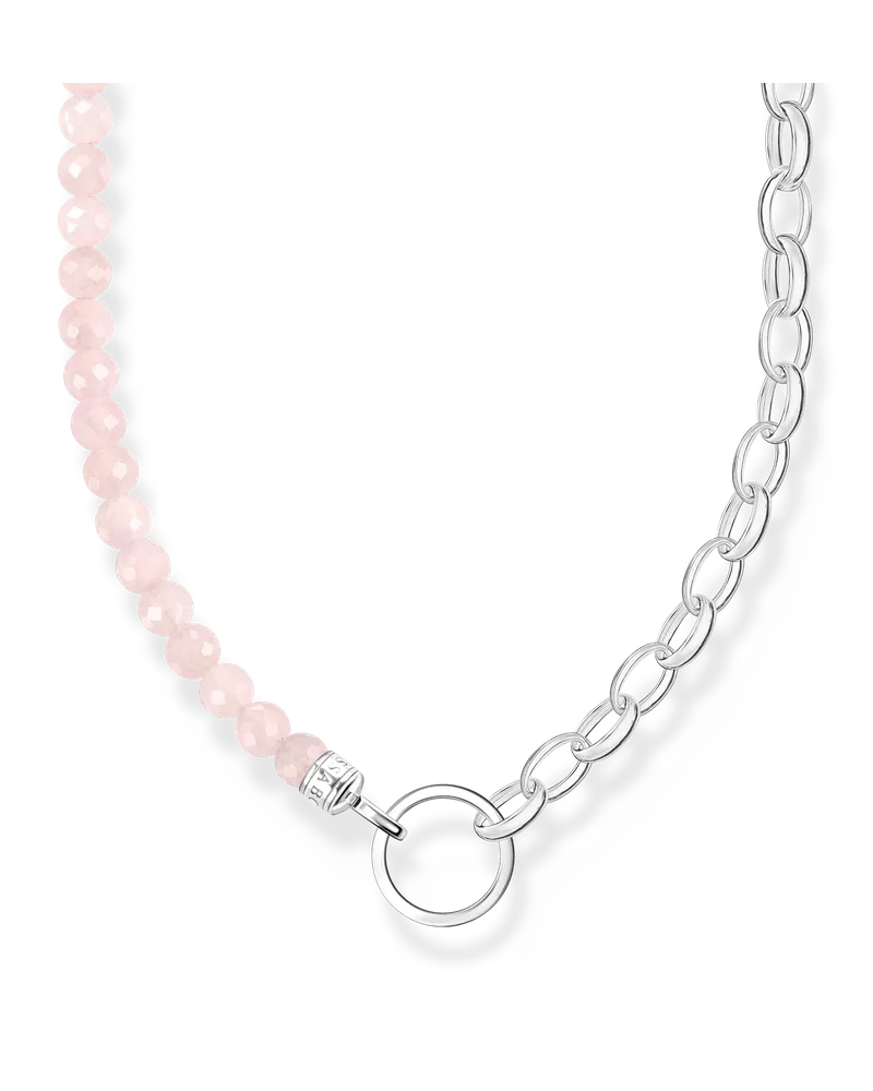 Thomas Sabo Damen Charm-Kette mit Rosenquarz-Beads Silber, Sterlingsilber, Charm Club Collection Pink