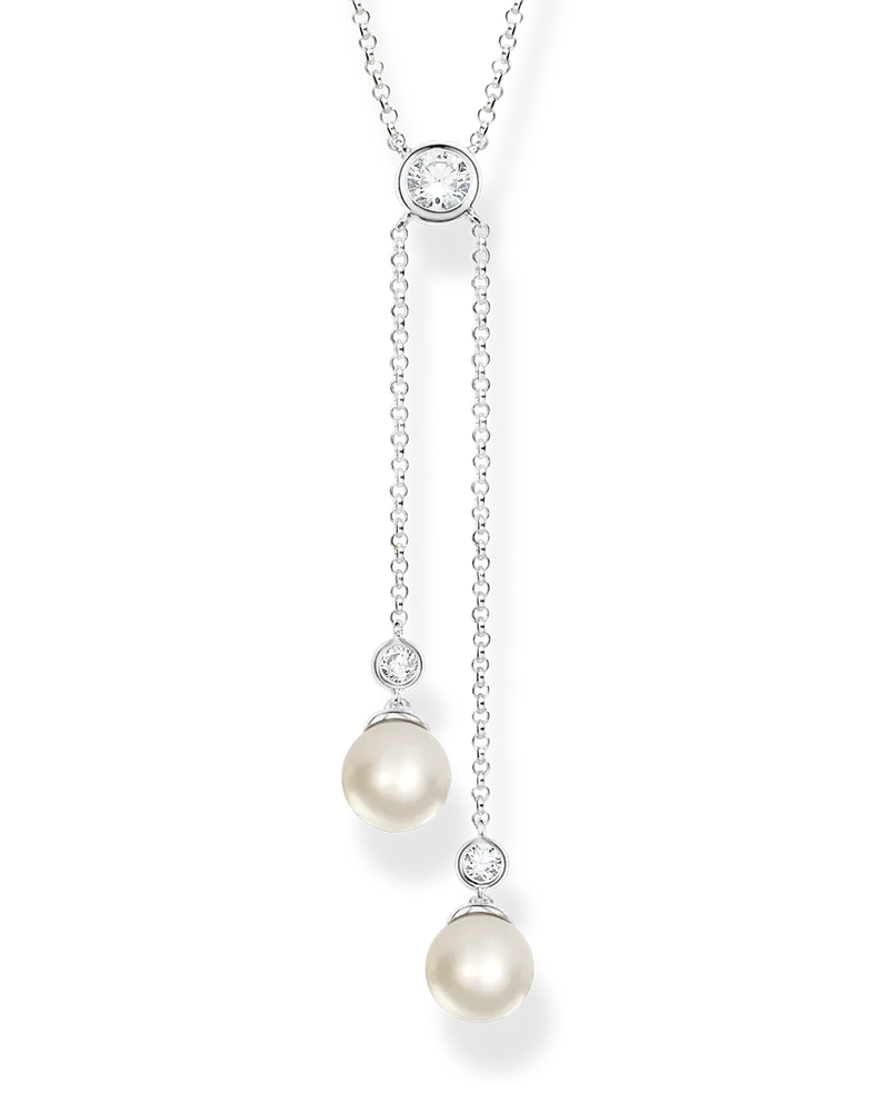 Thomas Sabo Damen Perlenkette, Sterlingsilber Silberfarben