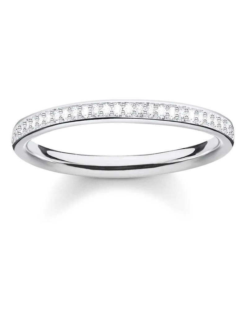 Thomas Sabo Damen Ring Diamant-Pavé, Sterlingsilber Silberfarben