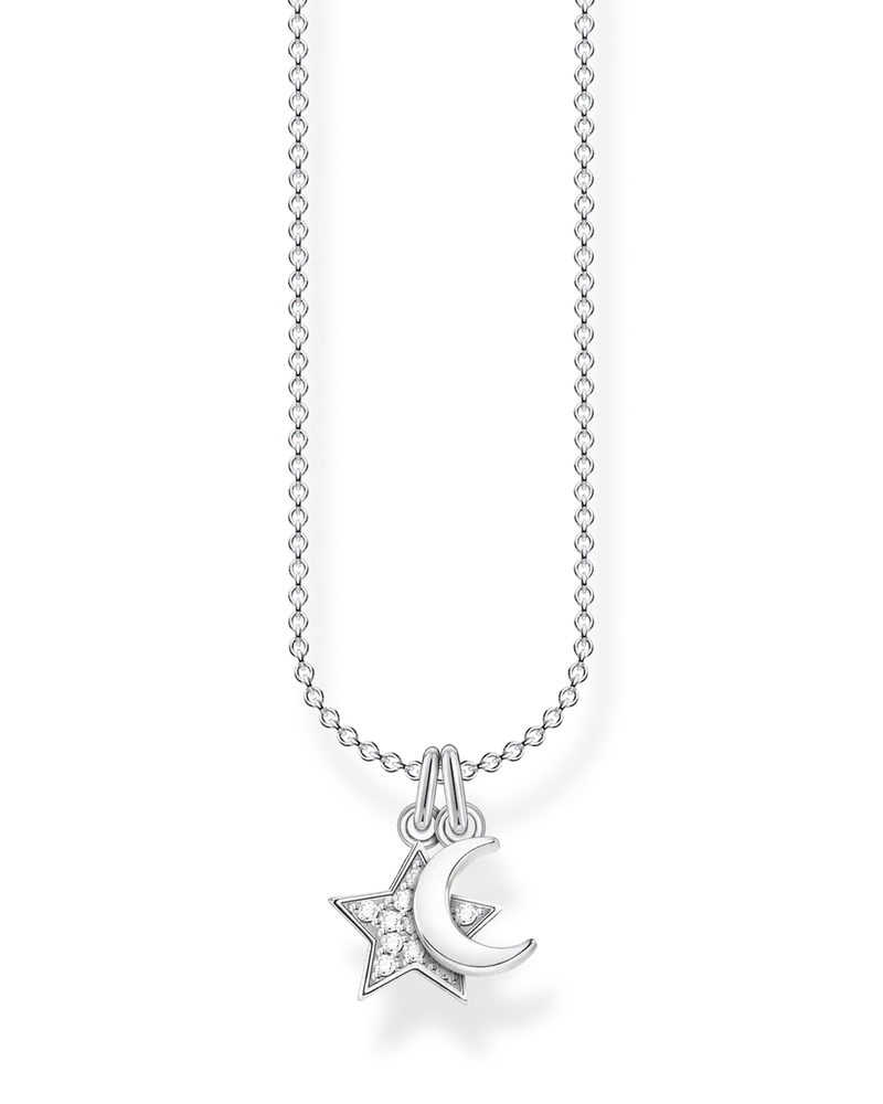 Thomas Sabo Damen Kette Stern und Mond, Sterlingsilber, Charming Collection Silberfarben