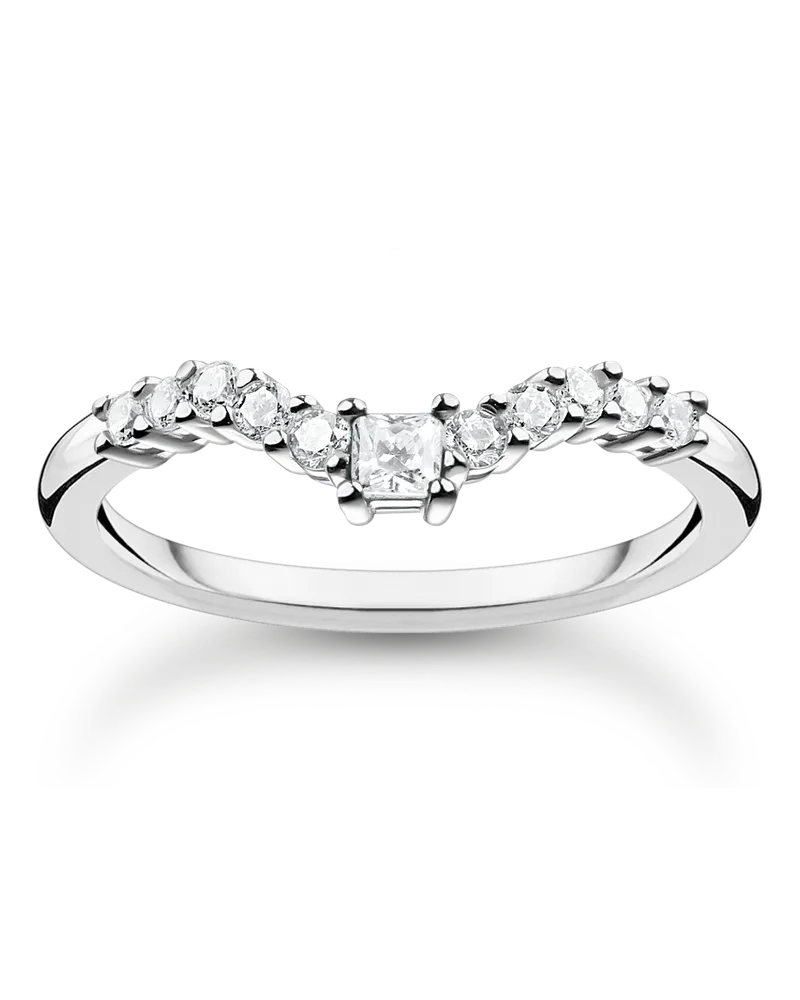 Thomas Sabo Damen Ring mit weißen Steinen silber, Sterlingsilber, Charming Collection Silberfarben