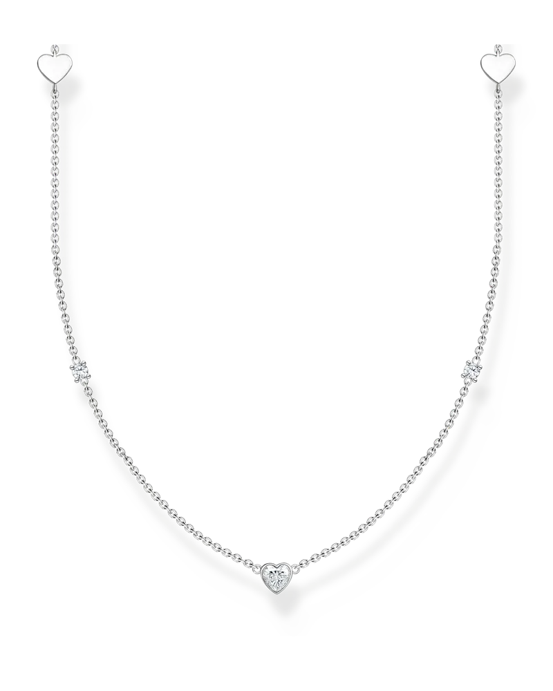 Thomas Sabo Damen Kette mit Herzen und weiße Steine silber, Sterlingsilber, Charming Collection Silberfarben