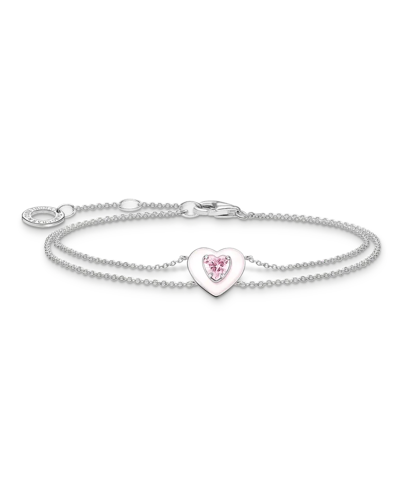 Thomas Sabo Damen Armband Herz mit pinkem Stein Silber, Sterlingsilber, Charming Collection Pink