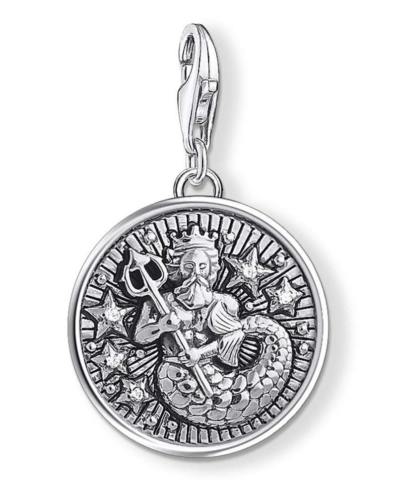 Thomas Sabo Herren Charm-Anhänger Sternzeichen Wassermann, Sterlingsilber, Charm Club Collection Silberfarben
