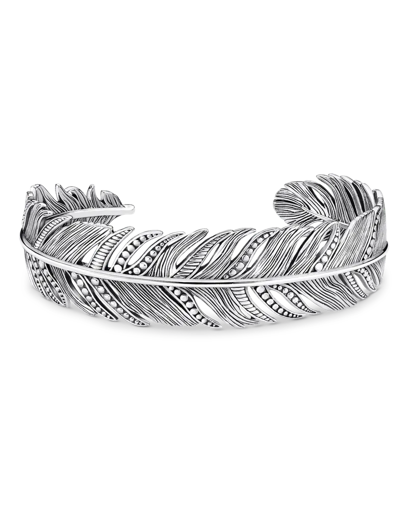 Thomas Sabo Herren Armreif Feder, Sterlingsilber geschwärzt Silberfarben