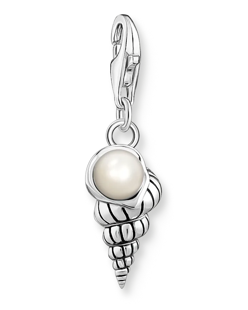 Thomas Sabo Damen Charm-Anhänger Muschel mit Perle silber, Sterlingsilber Silberfarben