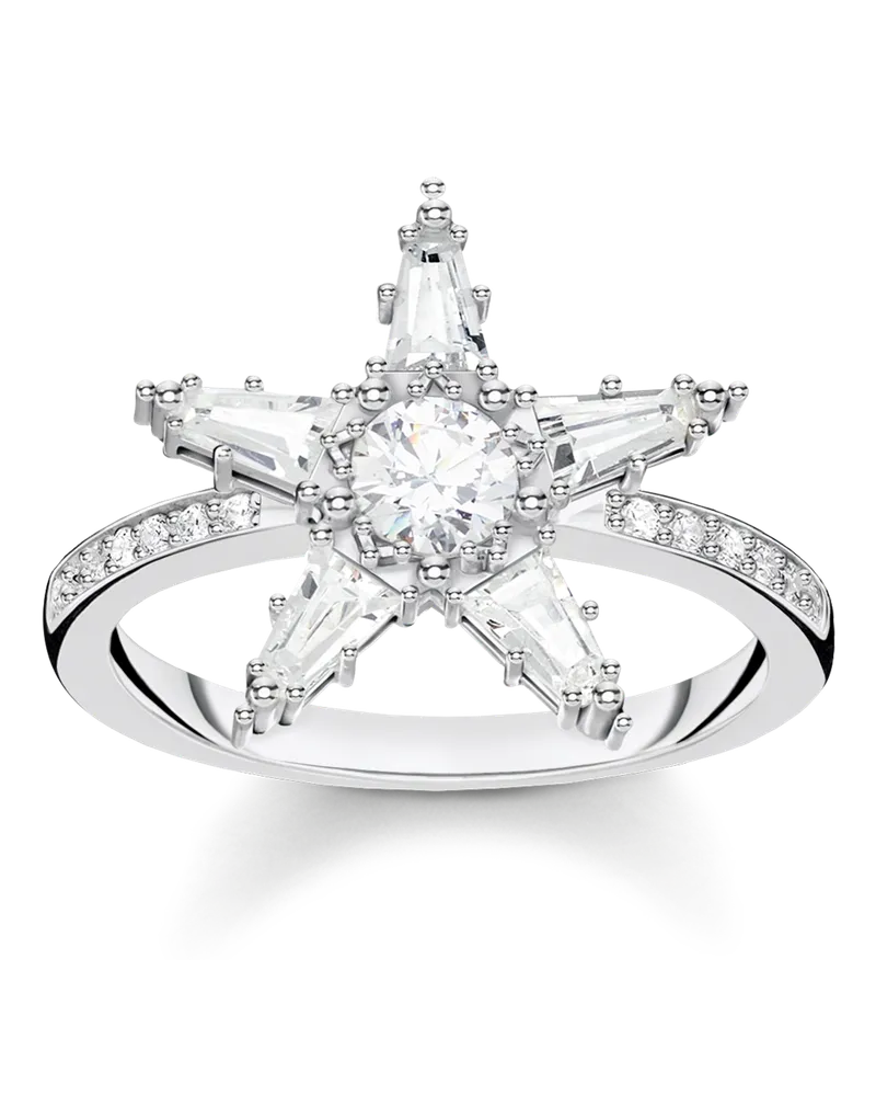 Thomas Sabo Damen Ring Stern groß, Sterlingsilber Silberfarben