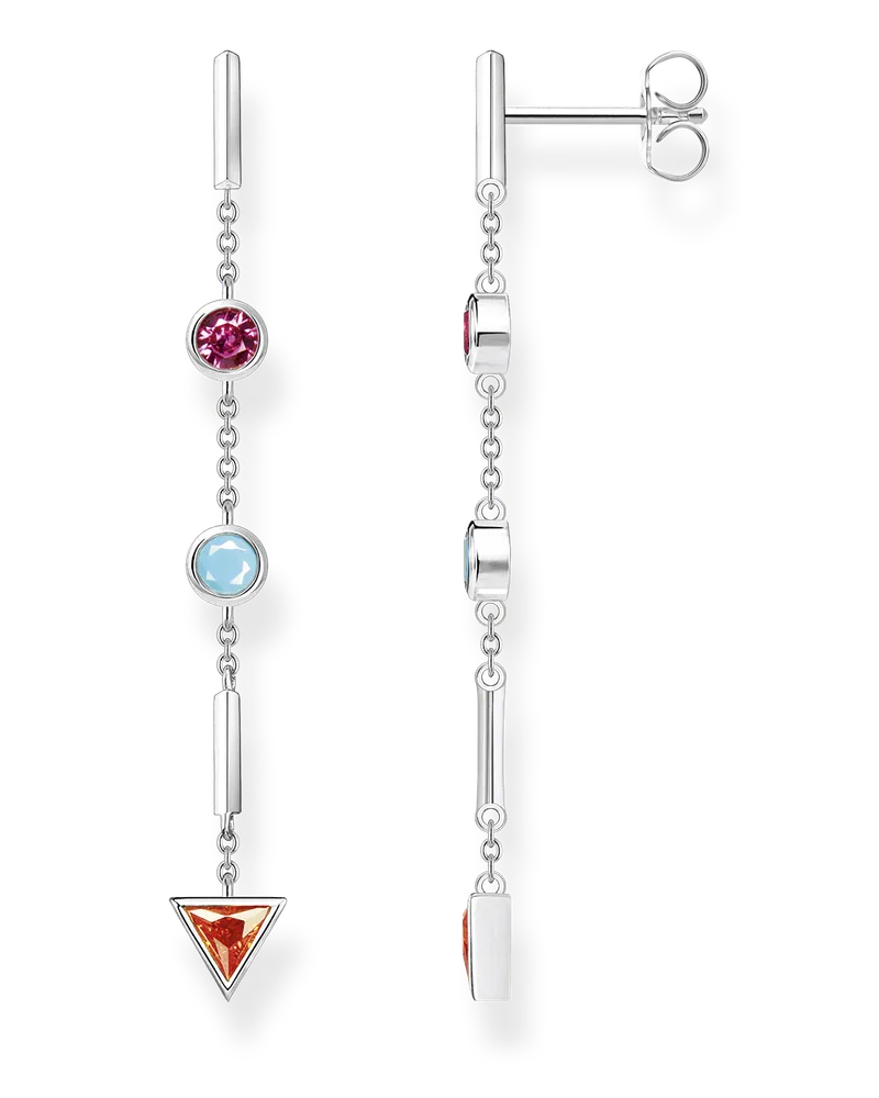 Thomas Sabo Damen Ohrringe farbige Steine silber, 925 Sterlingsilber/ Glas-Keramik Stein/ synthetischer Korund/ Zirkonia Orange
